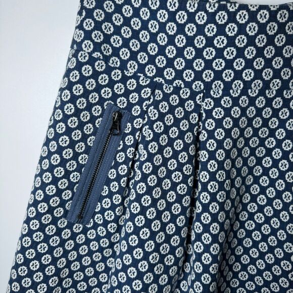 Maeve by Anthropologie Skirt Womens 6 Navy Geometric Print Cotton A Line Pockets - Picture 6 of 12